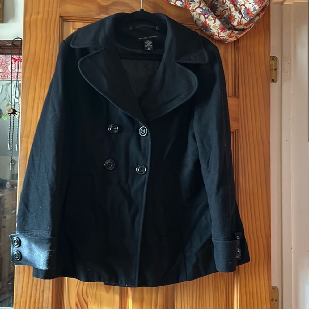 New York & Company Wool Blend Size 18 NYC Black Coat Jacket Winter Formal Women